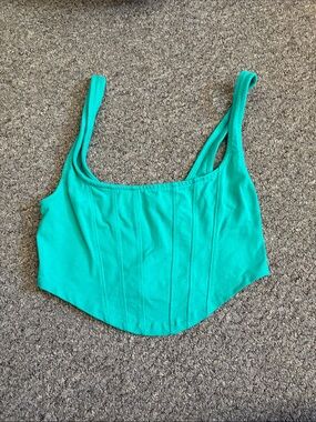 Urban Outfitters Teal Corset-Style Crop Tank